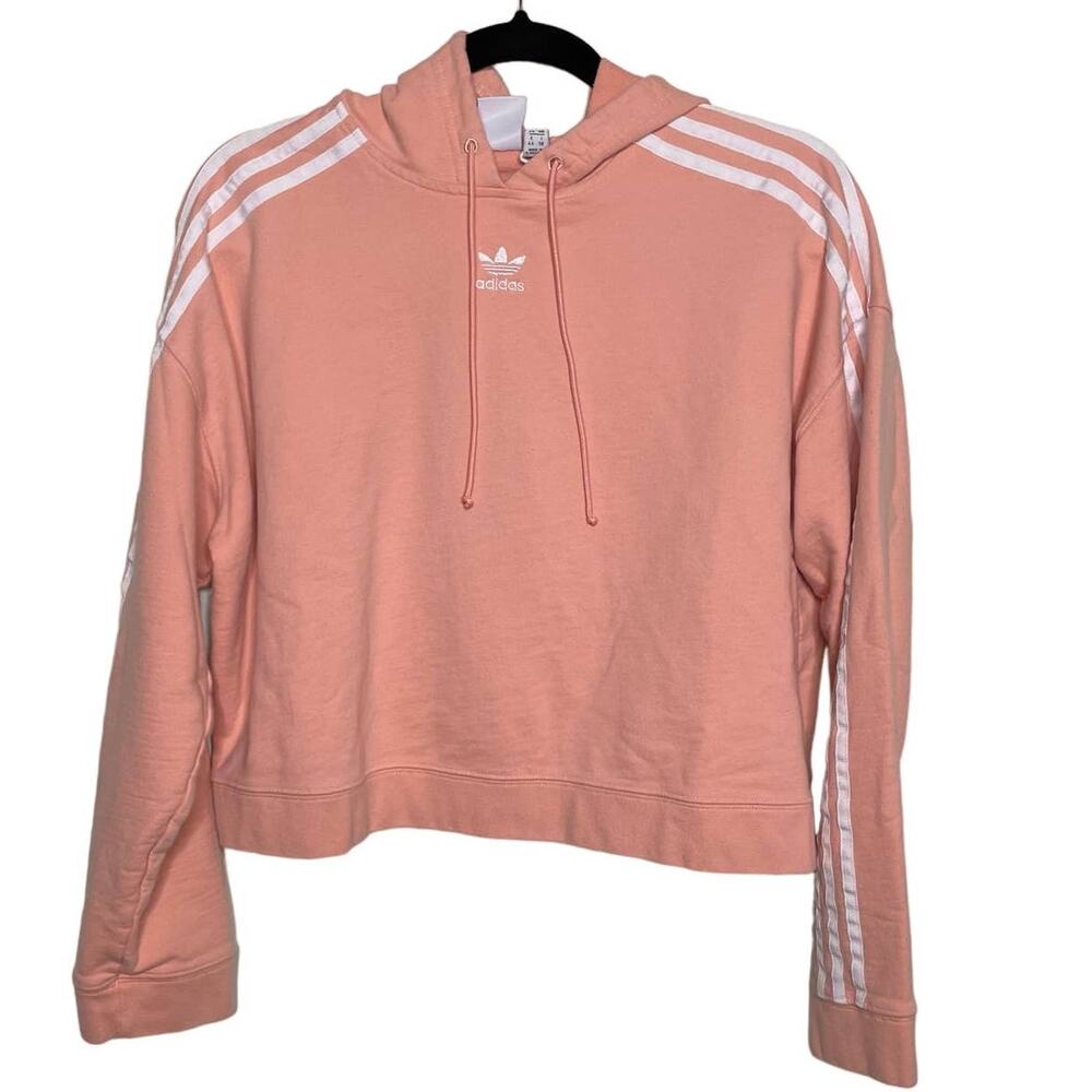 Adidas Originals Hoodie Sweatshirt‎ Long Sleeve Cropped Pink Salmon Size L